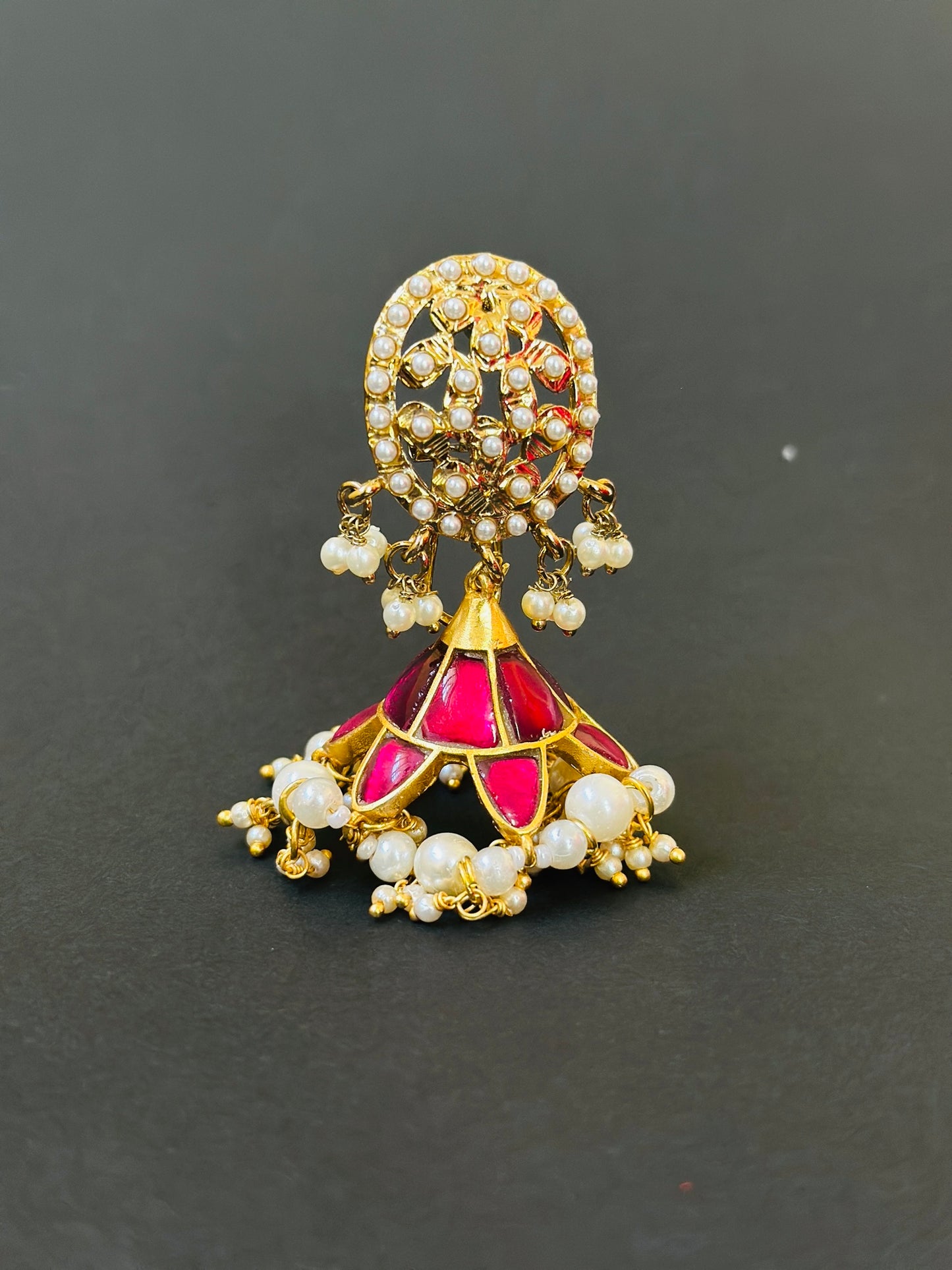 Crimson Kamal Jhumkas