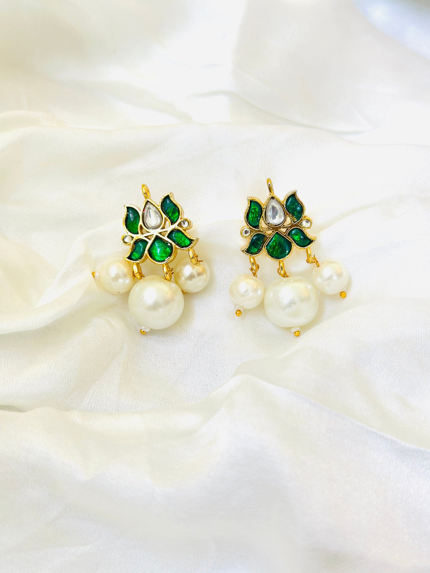 Meenakari Leaf Designer Studs
