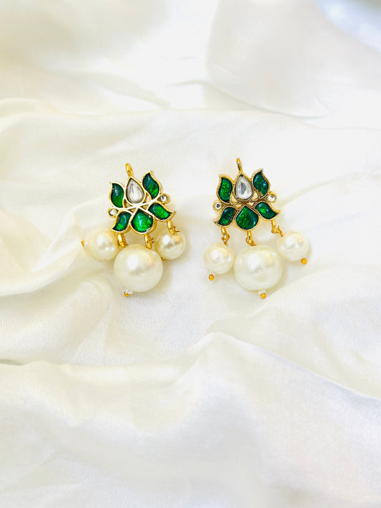 Meenakari Leaf Designer Studs