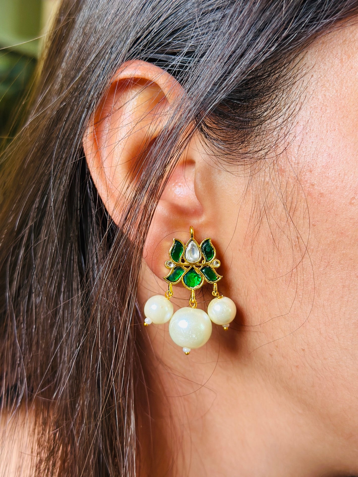 Meenakari Leaf Designer Studs