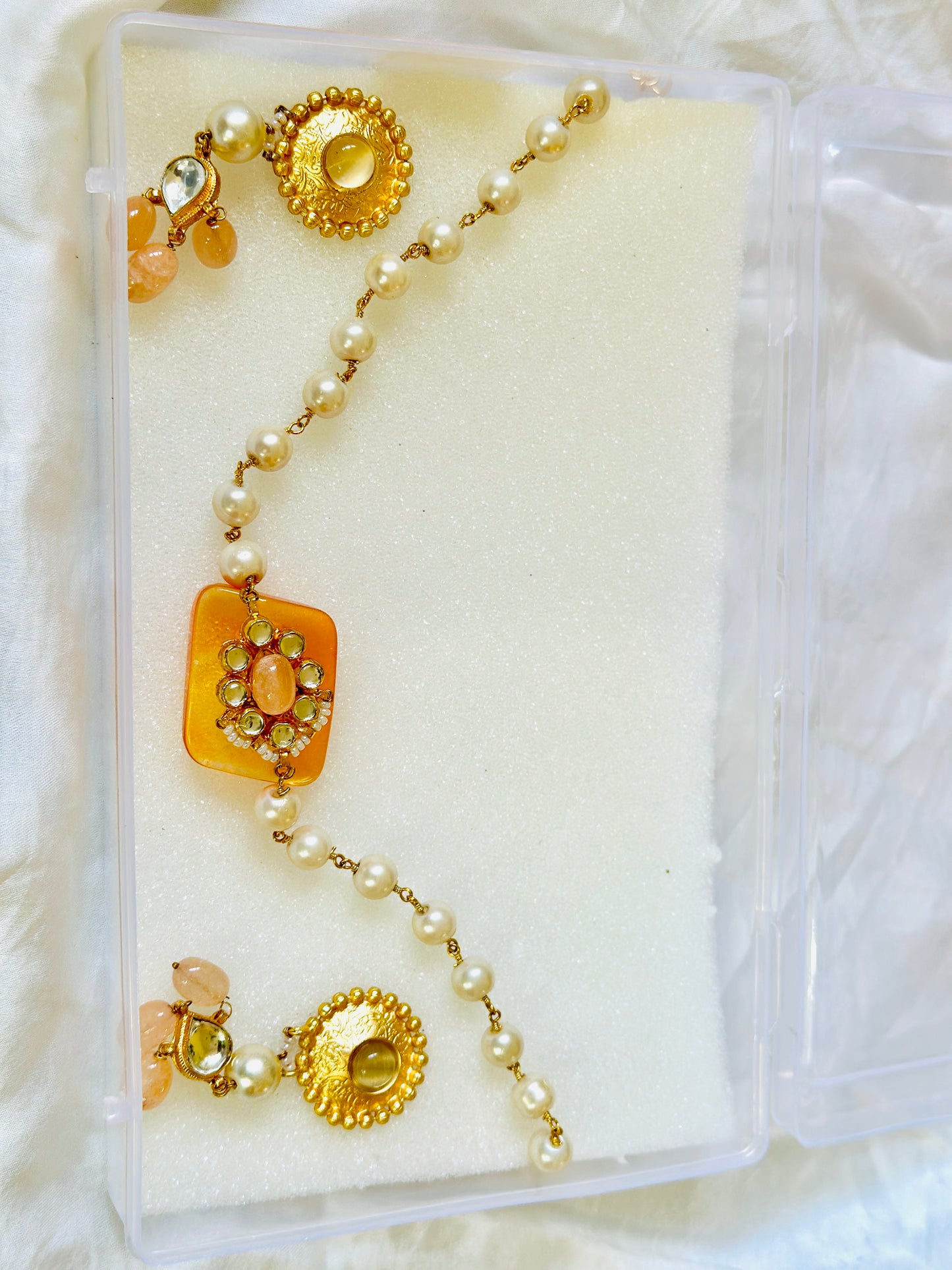 Regal-Peach Moti Set