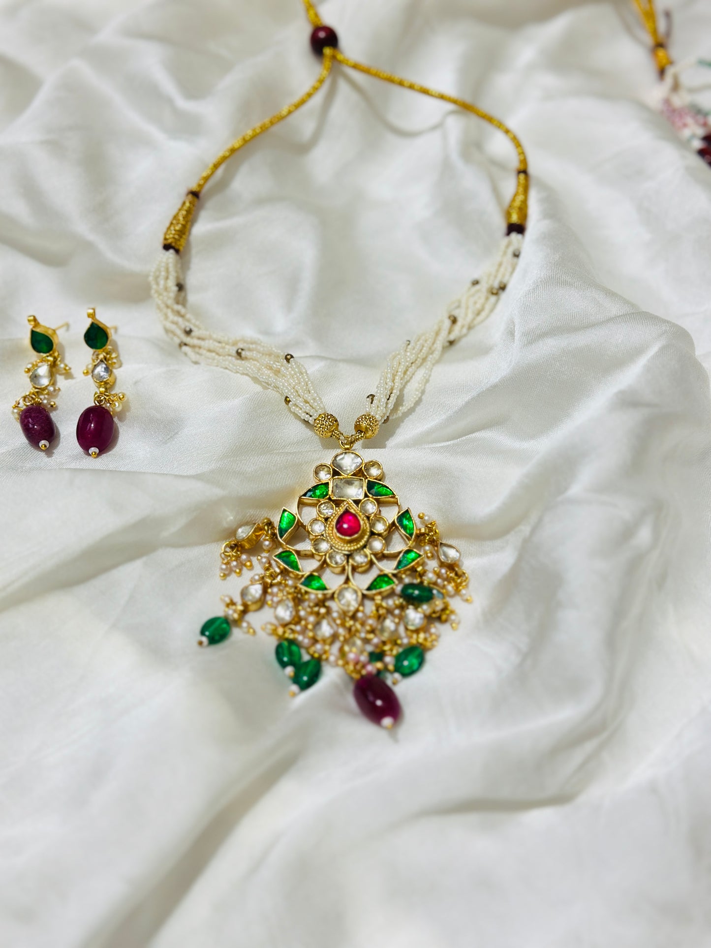 Ruby-Bloom Pearl Set