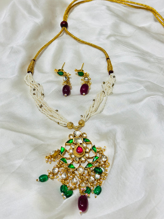 Ruby-Bloom Pearl Set